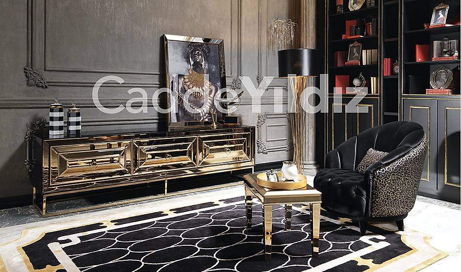 Fendi Black & Gold Luxury Tv Ünitesi
