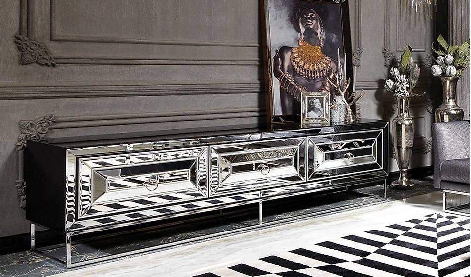 Fendi Black & Silver Luxury Tv Ünitesi