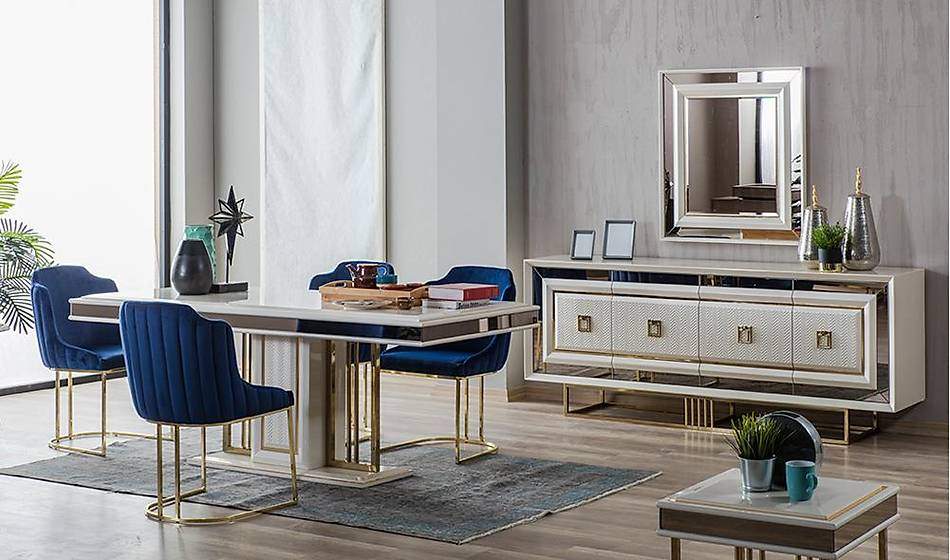 Işıltı Luxury Ekru Yemek Odası