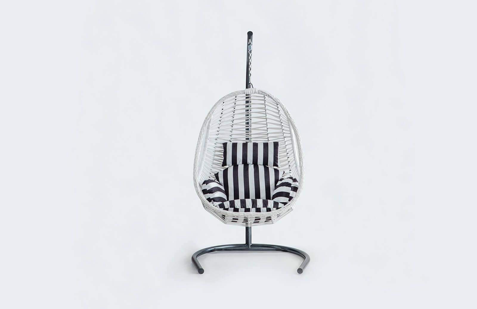 Rattan Bahçe - Balkon Salıncağı Beyaz - Zebra Minder Cv-08 Salıncak