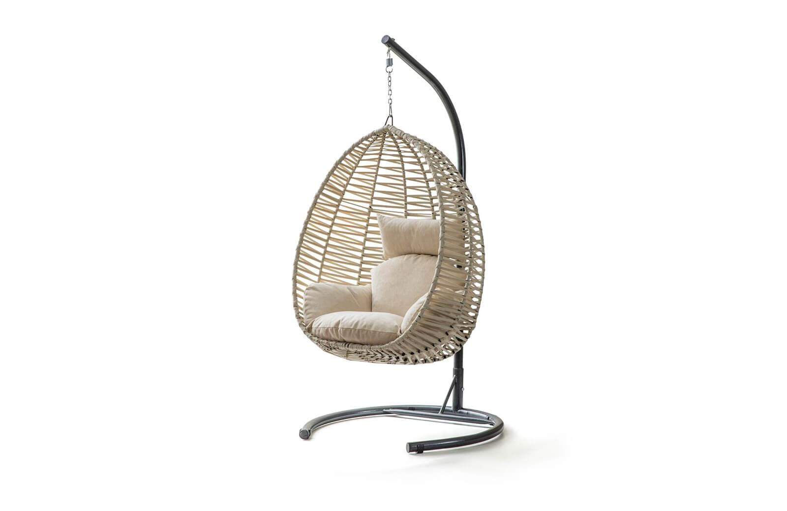 Rattan Bahçe - Balkon Salıncağı Krem - Krem Minder Cv-05 Salıncak