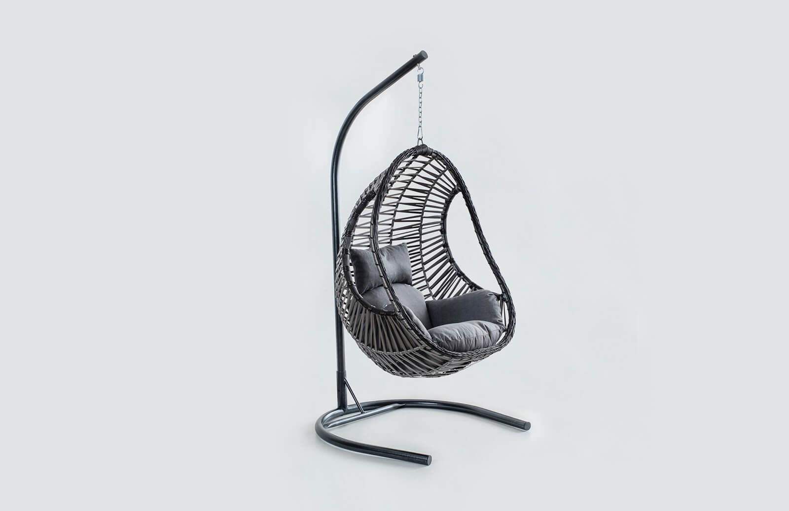Rattan Bahçe - Balkon Salıncağı Kahve - Gri Minder Cv-11 Salıncak