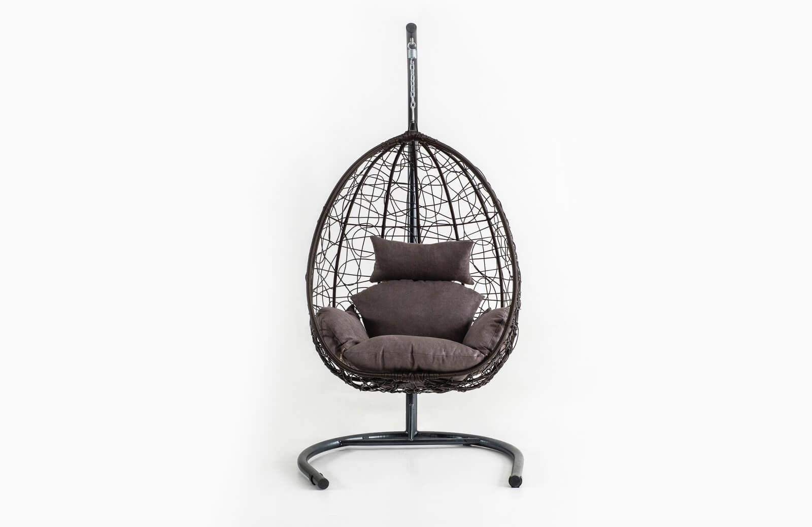 Rattan Bahçe - Balkon Salıncağı Kahve - Kahve Minder Cv-13 Salıncak