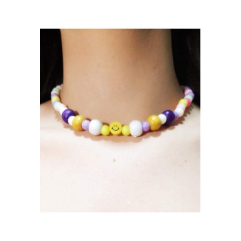 Renkli Boncuklu Emojili Çocuk Kolyesi