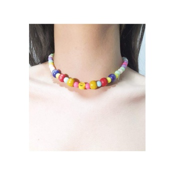 Renkli Boncuklu Emojili Çocuk Kolyesi