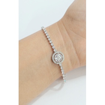 Monalisa Home Lüks  Gösterişli Taşlı Gümüş Renk Bileklik