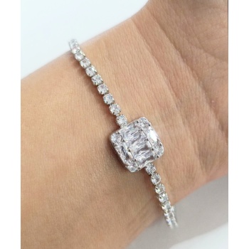 Monalisa Home Lüks  Gösterişli Taşlı Gümüş Renk Bileklik