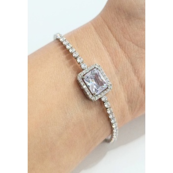 Monalisa Home Lüks  Gösterişli Taşlı Gümüş Renk Bileklik