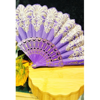 Monalisa Home Otantik Lüks Figürlü Mor Yelpaze