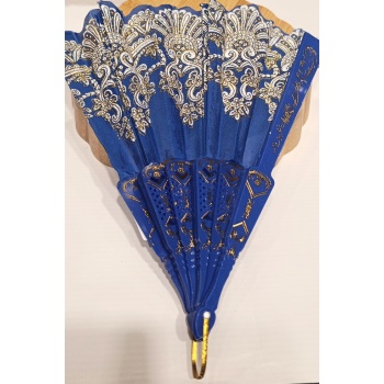 Monalisa Home Otantik Lüks Figürlü  Mavi Yelpaze