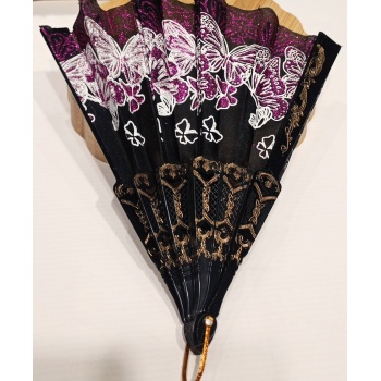 Monalisa Home Otantik Lüks Figürlü  Siyah Yelpaze