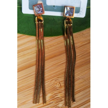 Monalisa Home Gold Renk Sallantılı  Figürlü Lüks Abiye Küpe