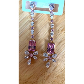 Monalisa Home Gold Renk Taşlı Sallantılı  Figürlü Lüks Abiye Küpe