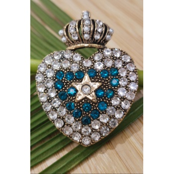 Monalisa Home Klapli Krali Taçlı  Figürlü Broş