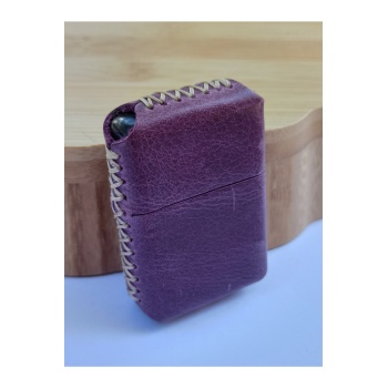 Monalisa Home Renkli Gerçek Deri Kılıflı Özel Tasarım Benzinli Çakmak