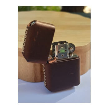 Monalisa Home Renkli Gerçek Deri Kılıflı Özel Tasarım Benzinli Çakmak