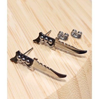 Monalisa Home Gümüş Renk  Bıçak Figürlü  Unisex Çelik Küpe