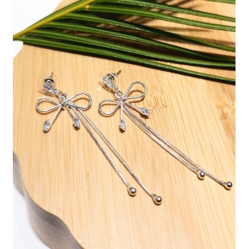 Monalisa Home Lüks Gümüş Renk Taşlı Abiye Küpe