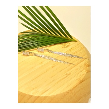 Monalisa Home Lüks Gümüş Renk Taşlı Abiye Küpe