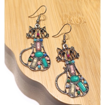 Monalisa Home Lüks Renkli Figürlü Otantik Küpe