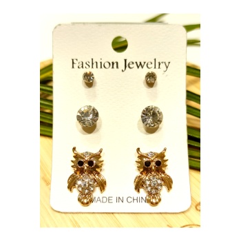 Monalisa Home  Baykuş Figürlü Çoklu Küpe Seti