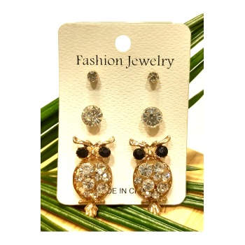 Monalisa Home  Baykuş Figürlü Çoklu Küpe Seti