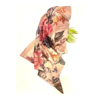 Monalisa Home 90x90 Lüks Figürlü Gösterişli Dökümlü Eşarp