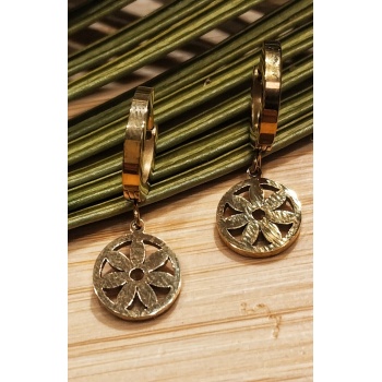 Monalisa Home  Çelik Taşlı Gold Renk Küpe