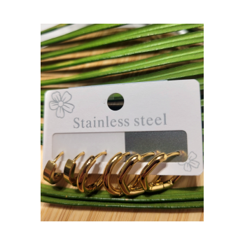 Monalisa Home  Çoklu Lüks Figürlü Gösterişli 6 Lı  Kararmaz  Çelik Küpe