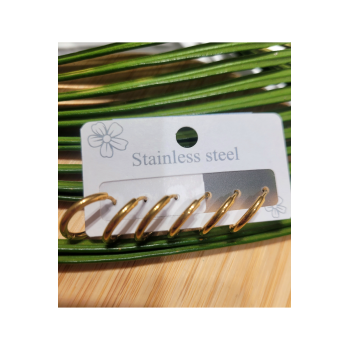 Monalisa Home  Çoklu Lüks Figürlü Gösterişli 6 Lı  Kararmaz  Çelik Küpe