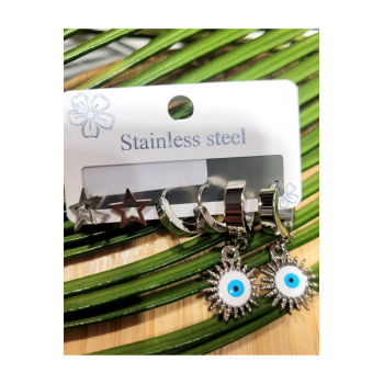 Monalisa Home  Çoklu Lüks Figürlü Gösterişli 6 Lı  Kararmaz  Çelik Küpe