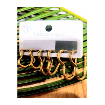 Monalisa Home  Çoklu Lüks Figürlü Gösterişli 6 Lı  Kararmaz  Çelik Küpe