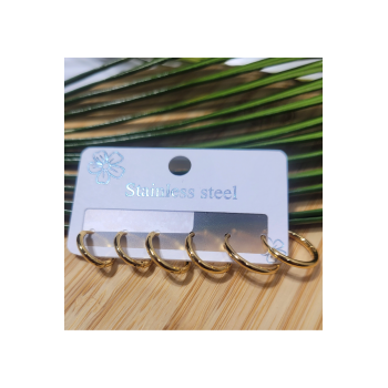 Monalisa Home  Çoklu Lüks Figürlü Gösterişli 6 Lı  Kararmaz  Çelik Küpe