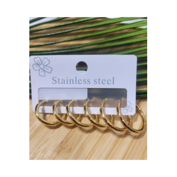 Monalisa Home  Çoklu Lüks Figürlü Gösterişli 6 Lı  Kararmaz  Çelik Küpe