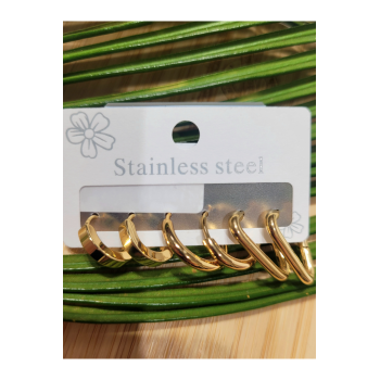 Monalisa Home  Çoklu Lüks Figürlü Gösterişli 6 Lı  Kararmaz  Çelik Küpe