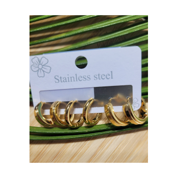 Monalisa Home  Çoklu Lüks Figürlü Gösterişli 6 Lı  Kararmaz  Çelik Küpe