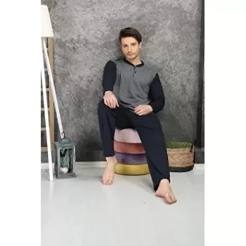 Lacivert Erkek Pijama Takımı 4XL  Beden