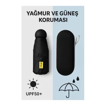 Monalisa Home  Siyah Renk Katlanır Çanta İçi Lüks Şemsiye