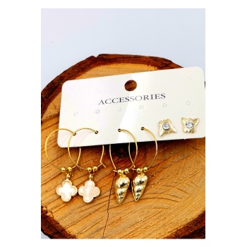 Gold Renk Figürlü Çoklu Küpe