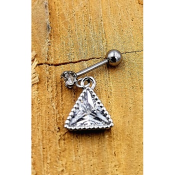 Çelik Zirkon Taşlı Piercing