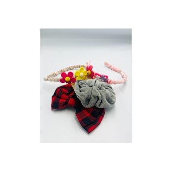 Renkli Desenli Taç Toka Bandana Set