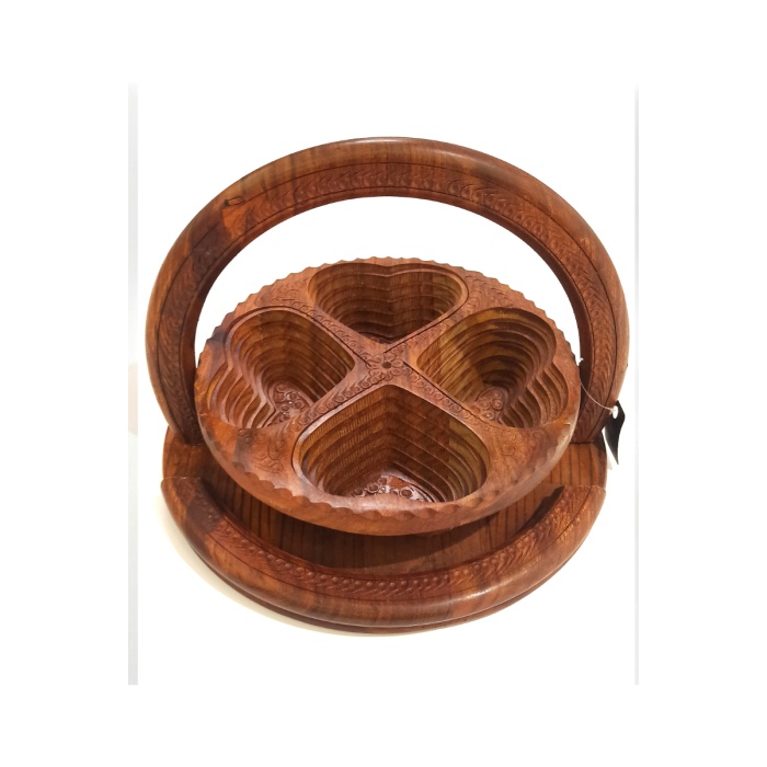 Monalisa Home Lüks Ahşap İşlemeli Gösterişli Kahverengi Sunumluk