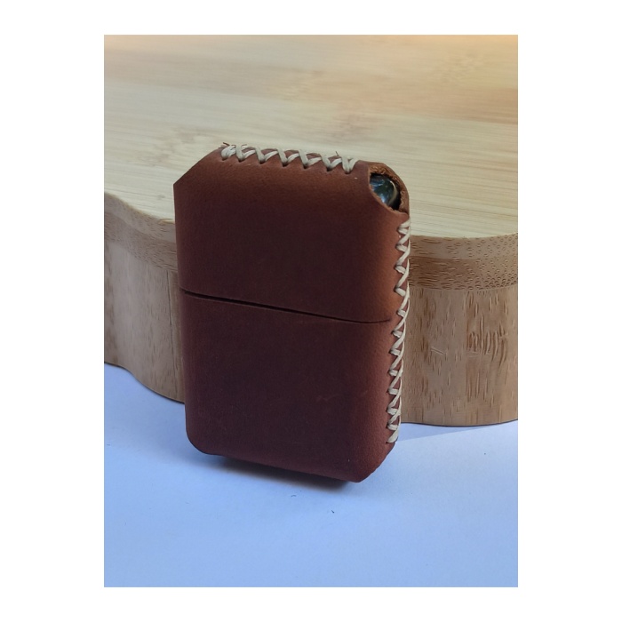 Monalisa Home Renkli Gerçek Deri Kılıflı Özel Tasarım Benzinli Çakmak