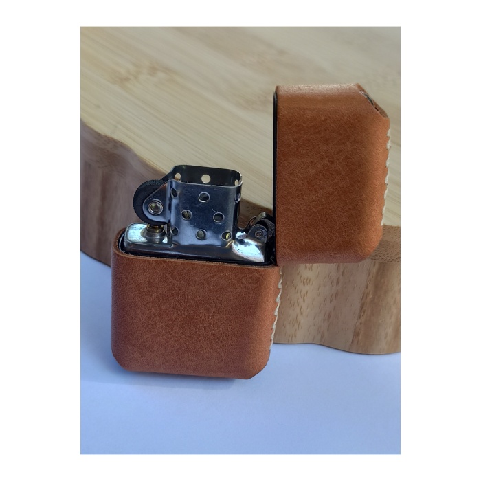 Monalisa Home Renkli Gerçek Deri Kılıflı Özel Tasarım Benzinli Çakmak