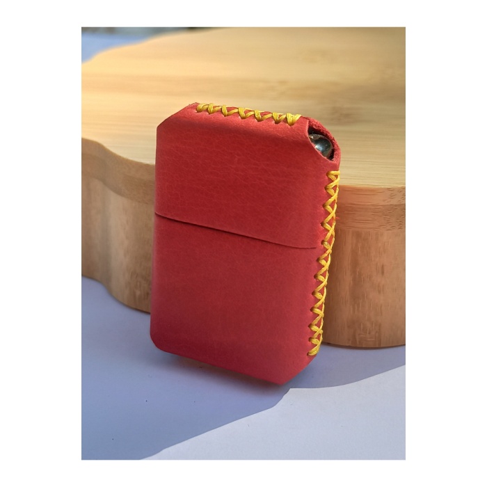 Monalisa Home Renkli Gerçek Deri Kılıflı Özel Tasarım Benzinli Çakmak