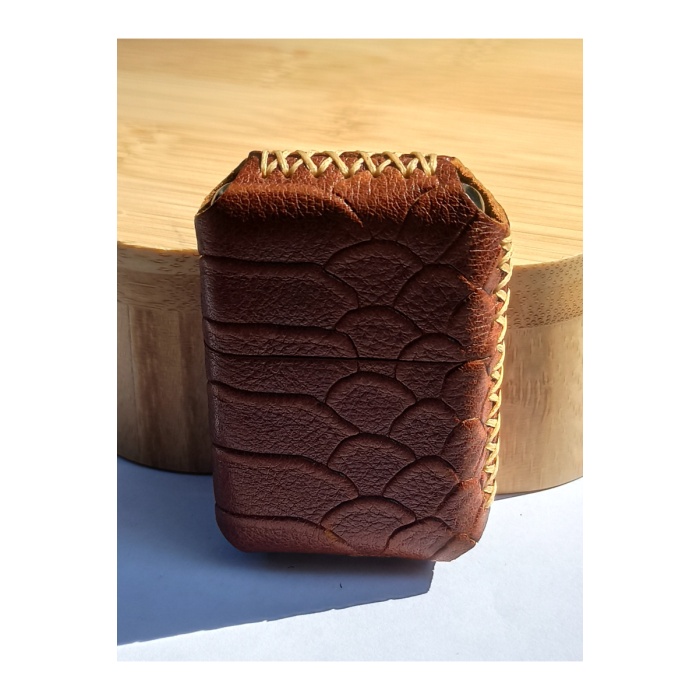 Monalisa Home Renkli Gerçek Deri Kılıflı Özel Tasarım Benzinli Çakmak