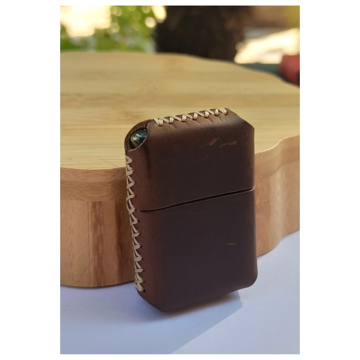 Monalisa Home Renkli Gerçek Deri Kılıflı Özel Tasarım Benzinli Çakmak