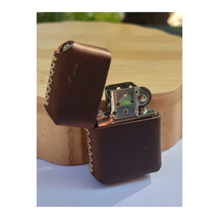 Monalisa Home Renkli Gerçek Deri Kılıflı Özel Tasarım Benzinli Çakmak