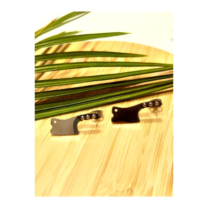 Monalisa Home Gümüş Renk  Bıçak Figürlü  Unisex Çelik Küpe