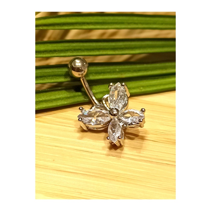 Monalisa Home Gümüş Renk Taşlı Göbek Pirsıng